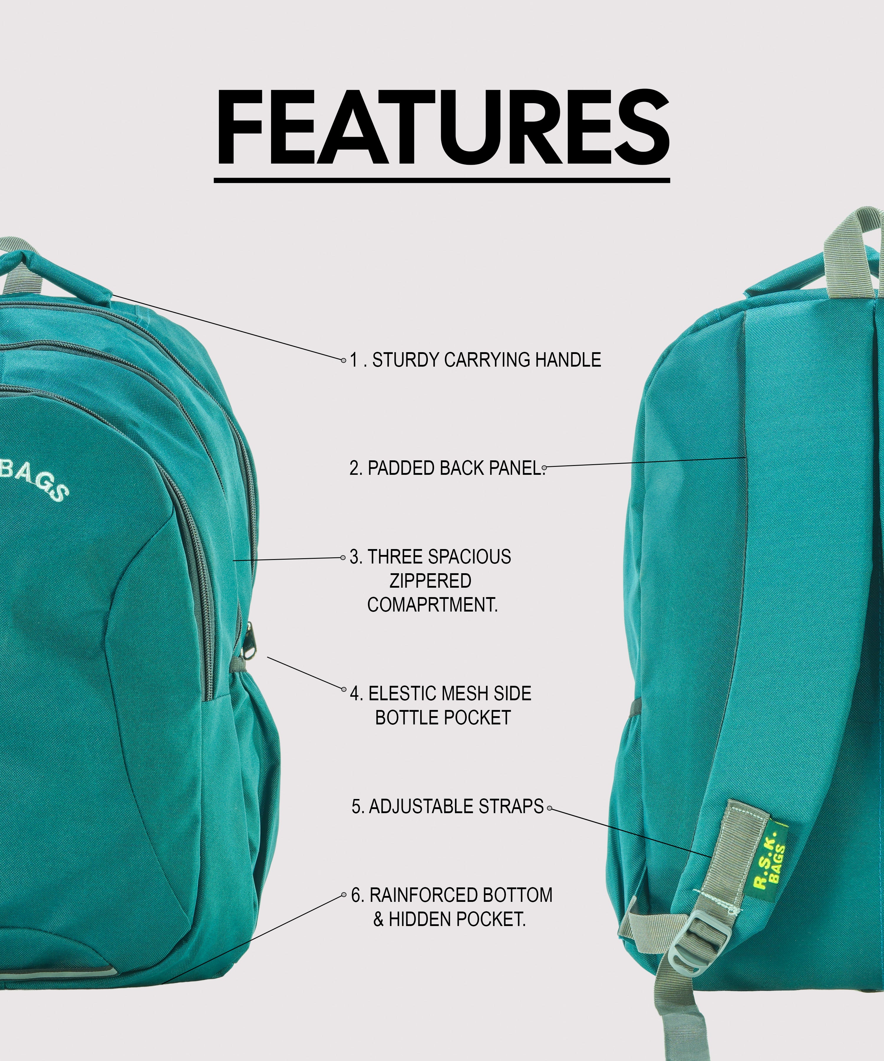 Multi Pocket School And College Bag | Size 48x33x23 | Multi Color