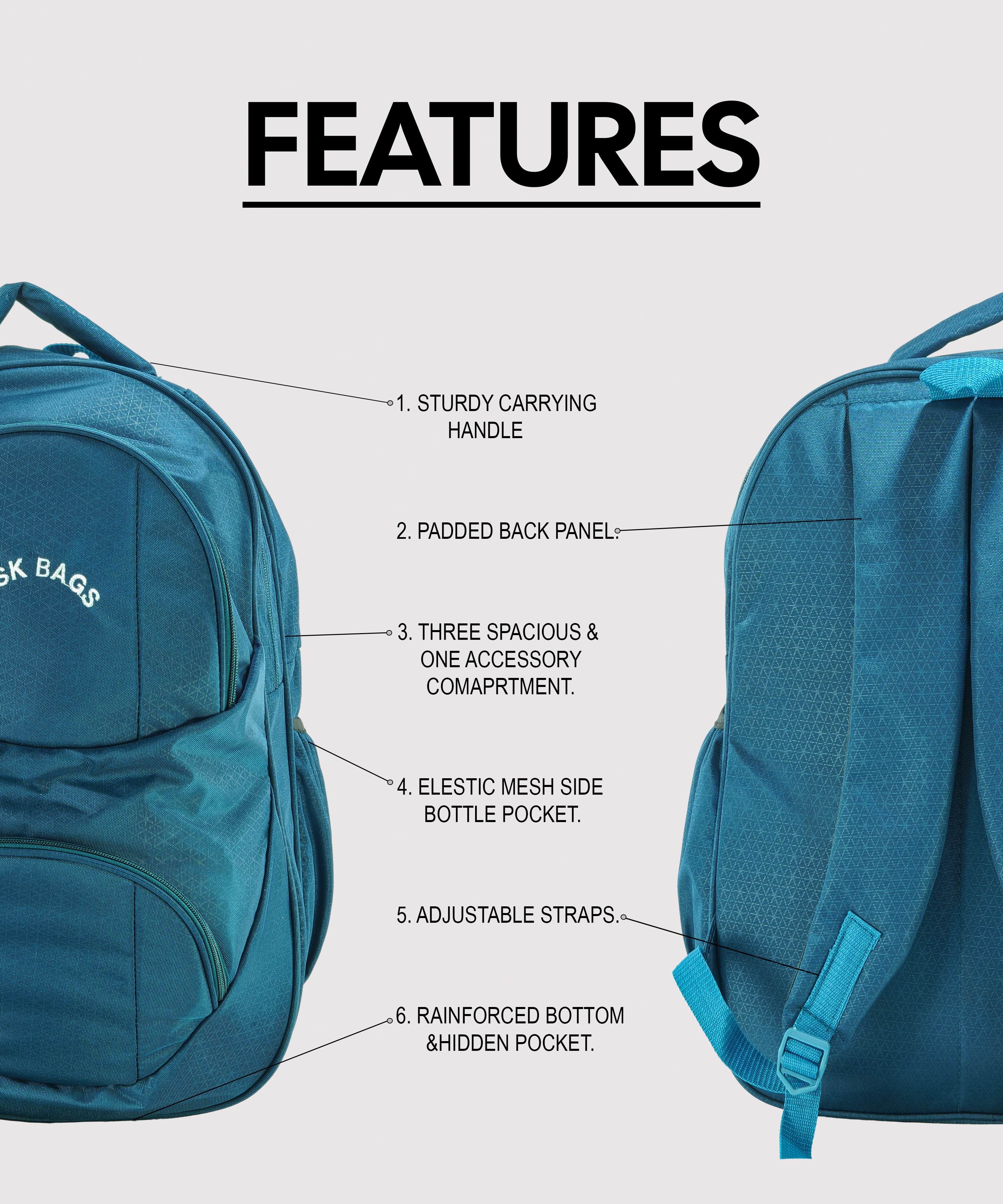 Airport Blue Diamond Multi Pocket Bag | Size 45x35x30