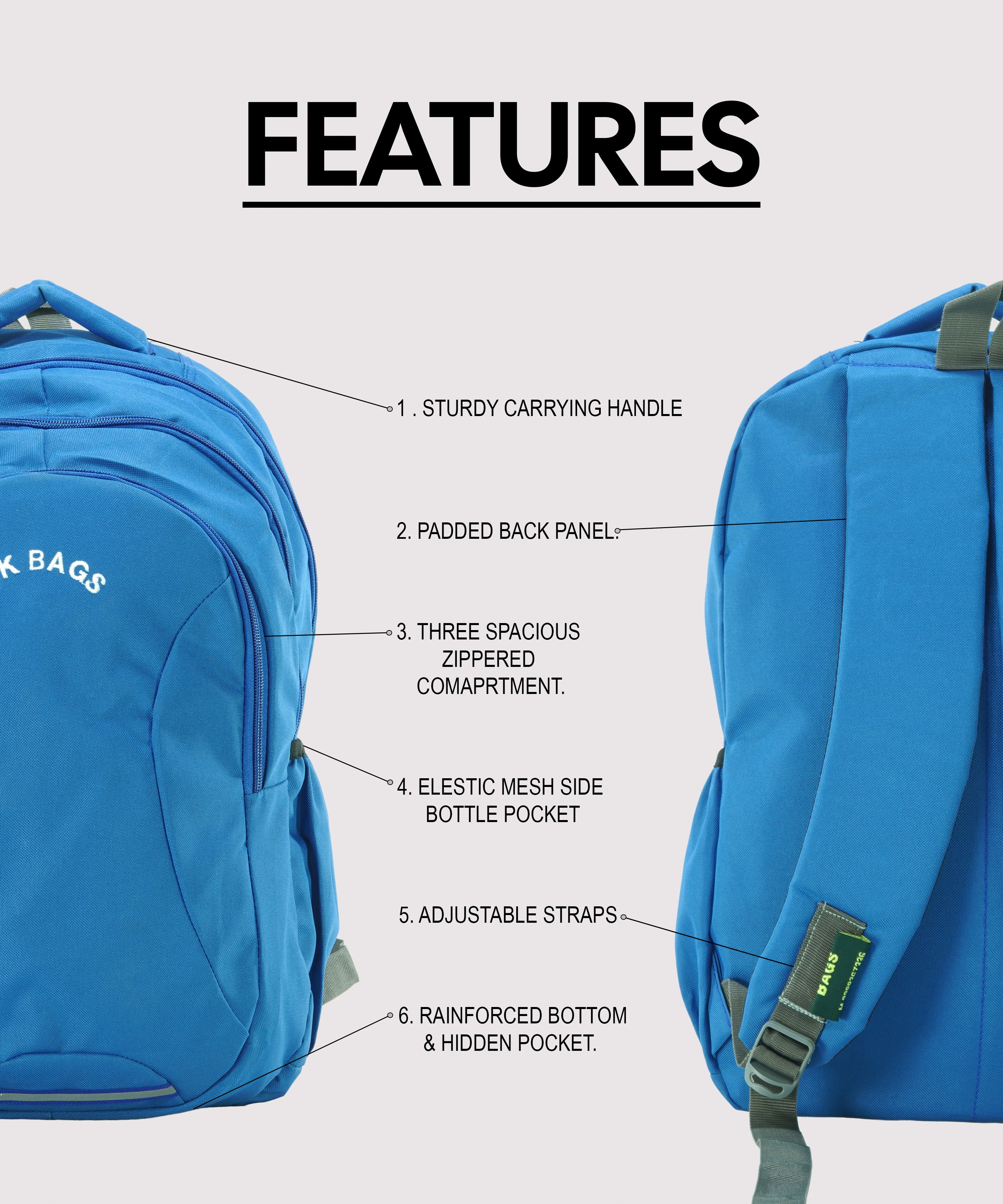 Multi Pocket School And College Bag | Size 48x33x23 | Multi Color