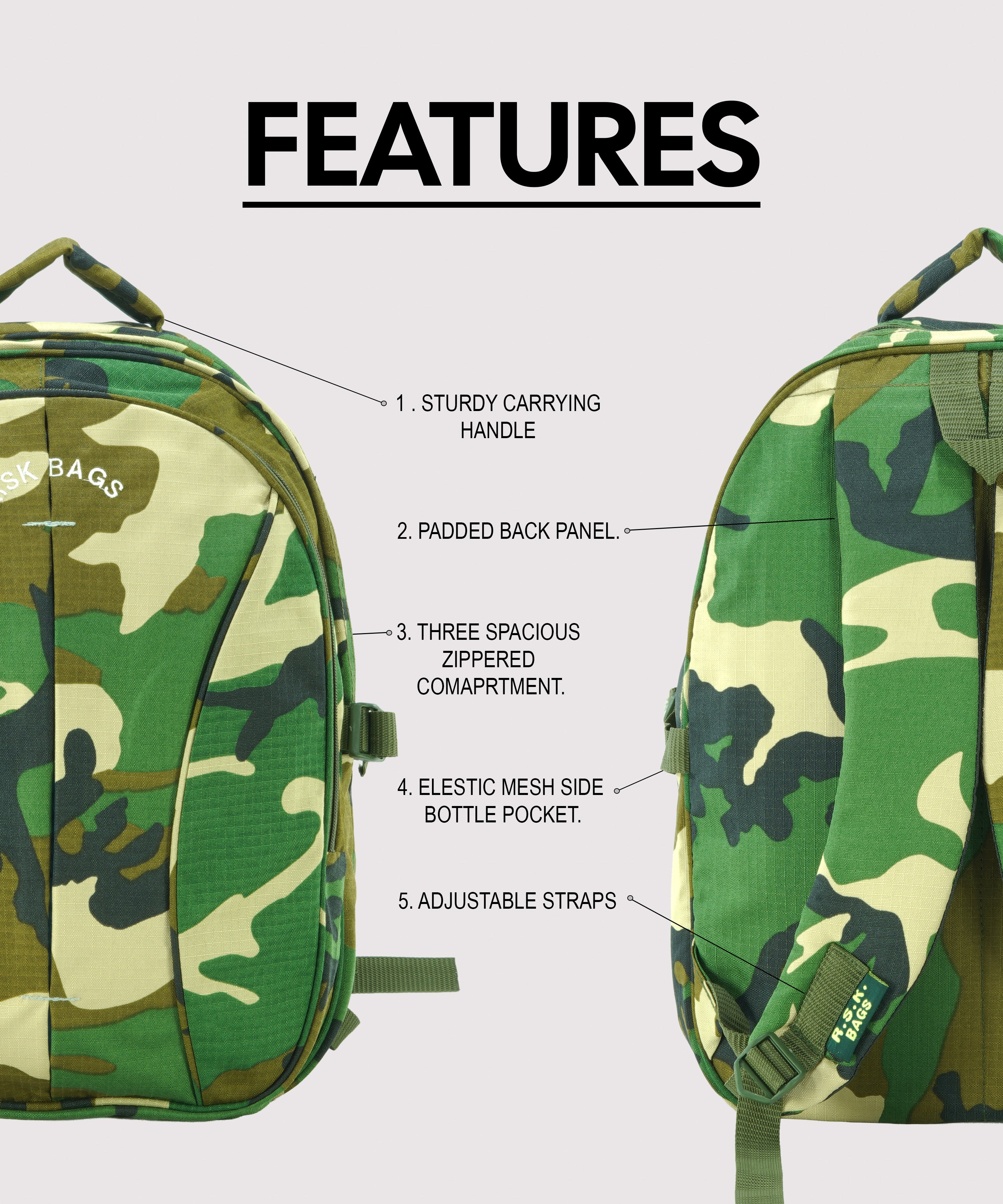 RSK Bags 50cm Multi-Compartment Casual Backpack | Multi Color