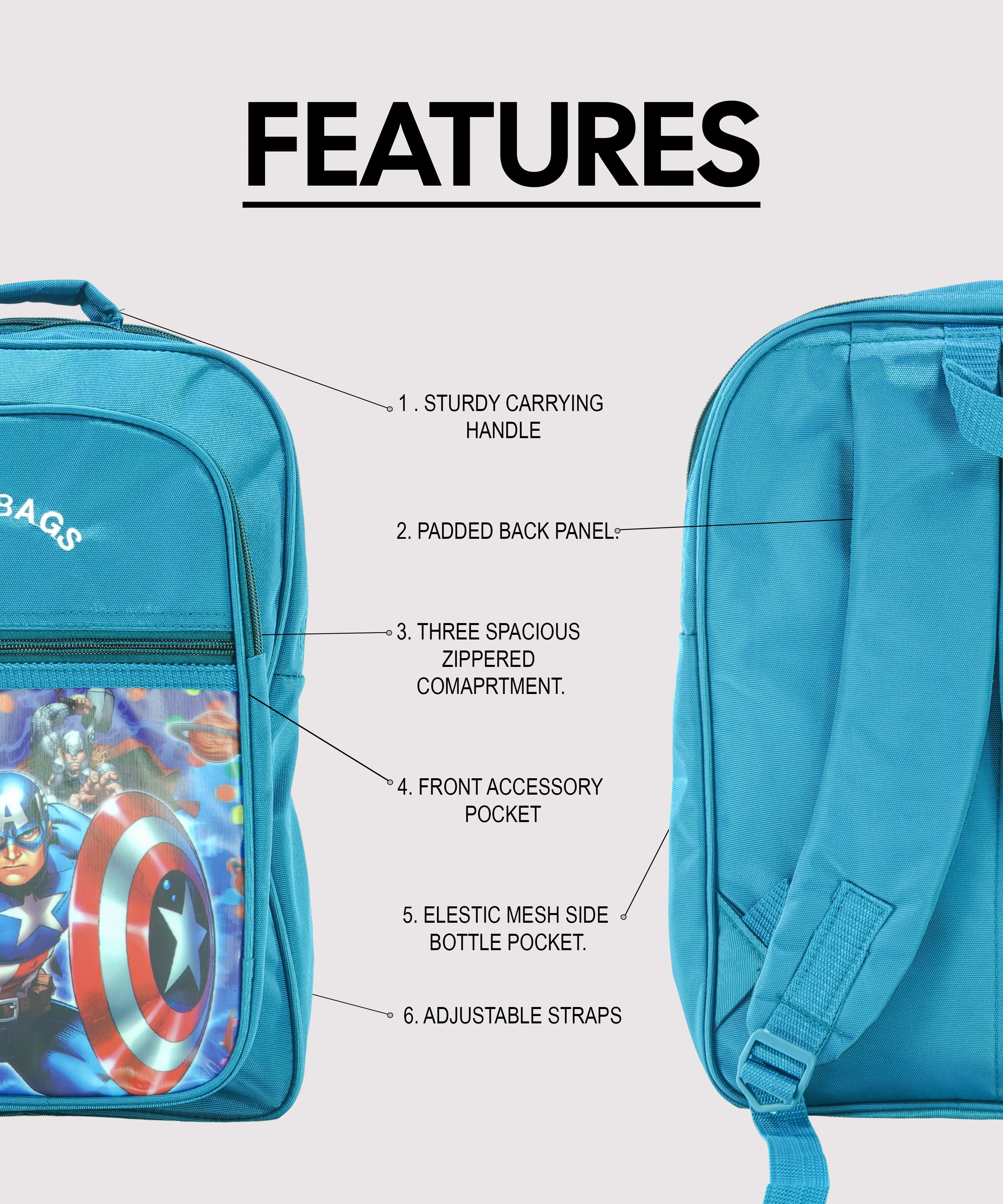 Children Captain America  School Bag