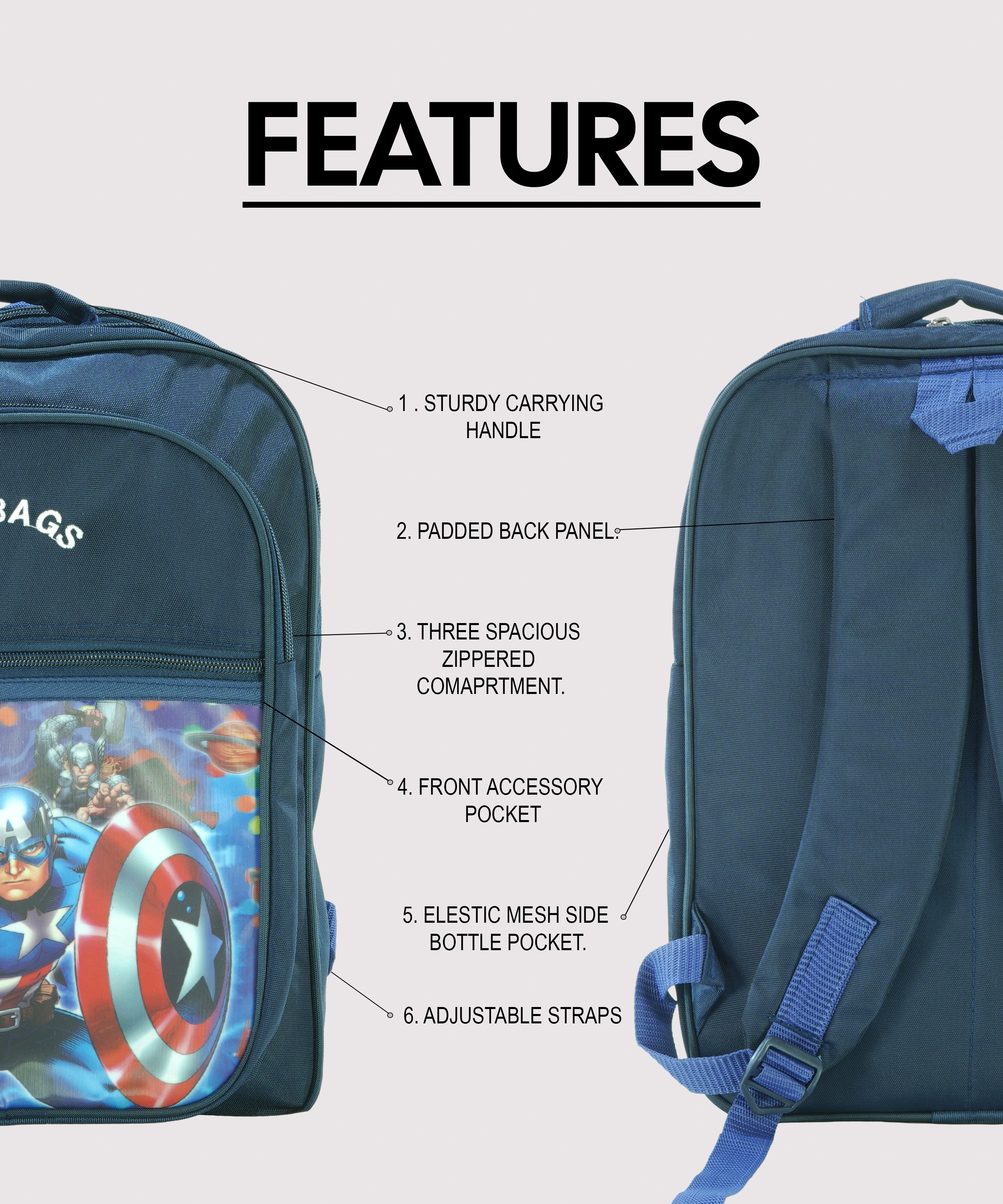 Children Captain America  School Bag