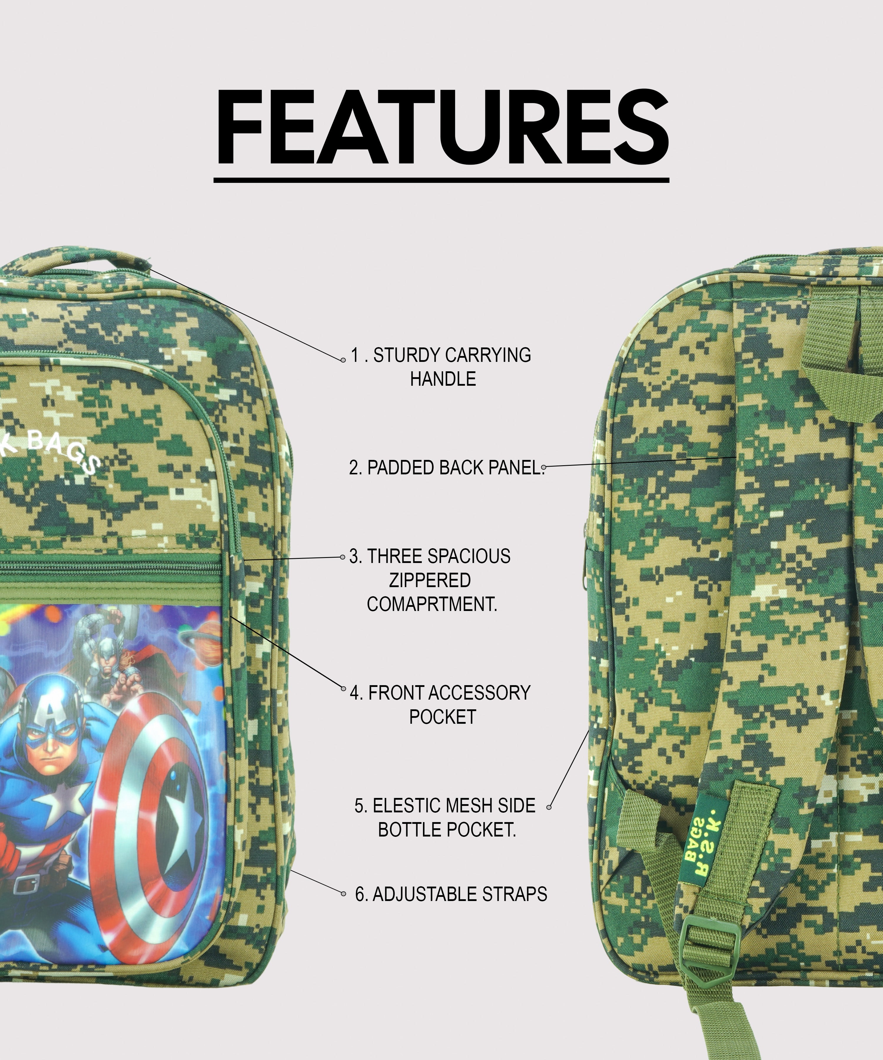 Children Captain America  School Bag
