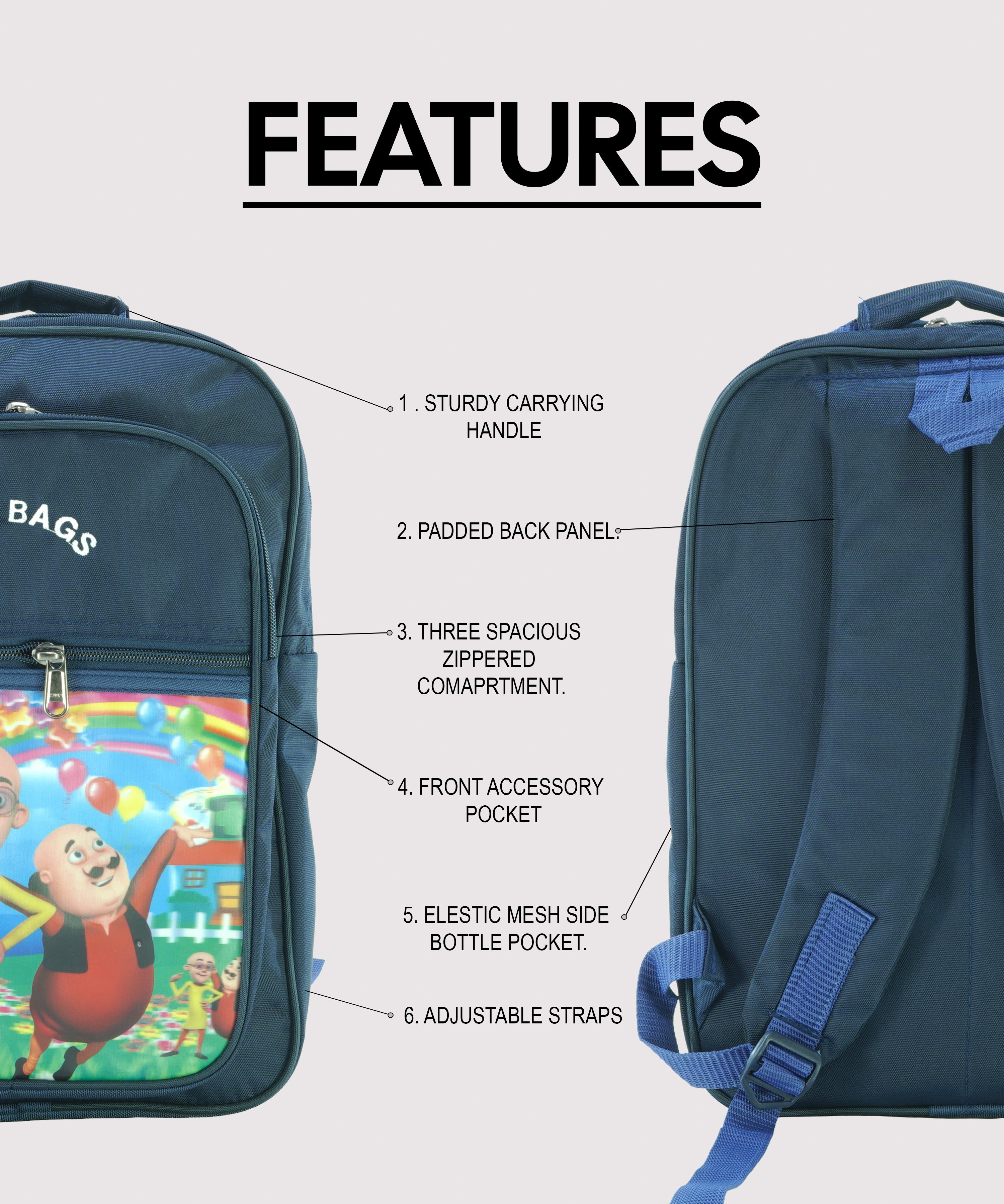 Children Motu Patlu School Bag
